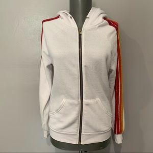 Aviator Nation Zip Up Hoodie Sweater Stripes